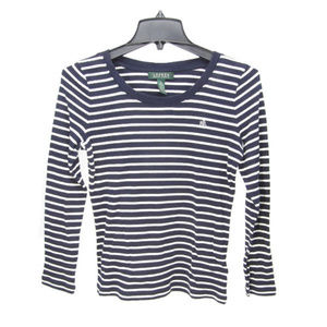 Ralph Lauren Striped Long Sleeve Pull Over Blue